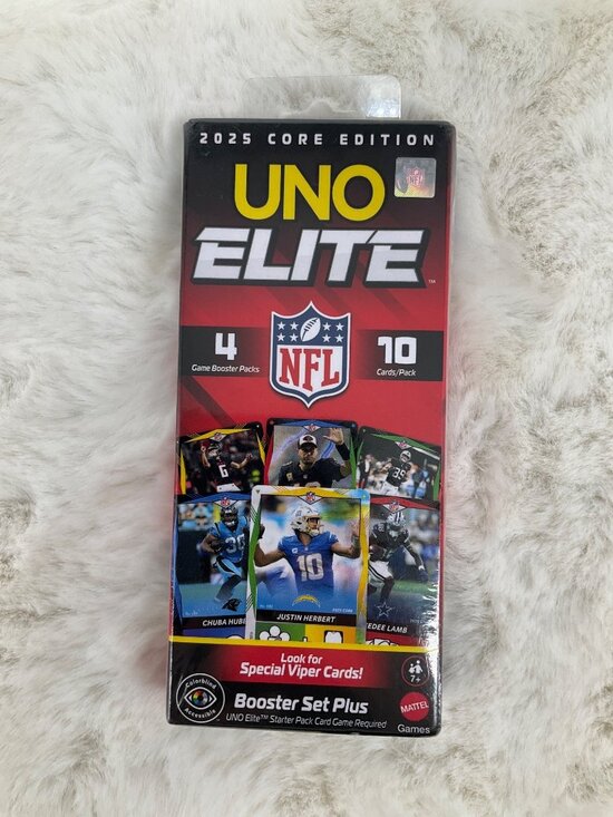 UNO Other - 2025 UNO Elite NFL Core Edition Game Booster Set Plus 4 Packs 40 cards New seal